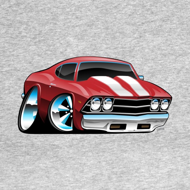 Classic American Muscle Car Cartoon by hobrath